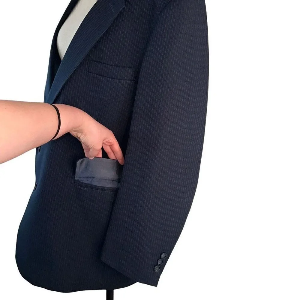 Vintage Levi Strauss & Co Navy Pinstriped Blazer Men’s‎ 46R Business Casual